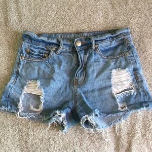 Ripped jean shorts